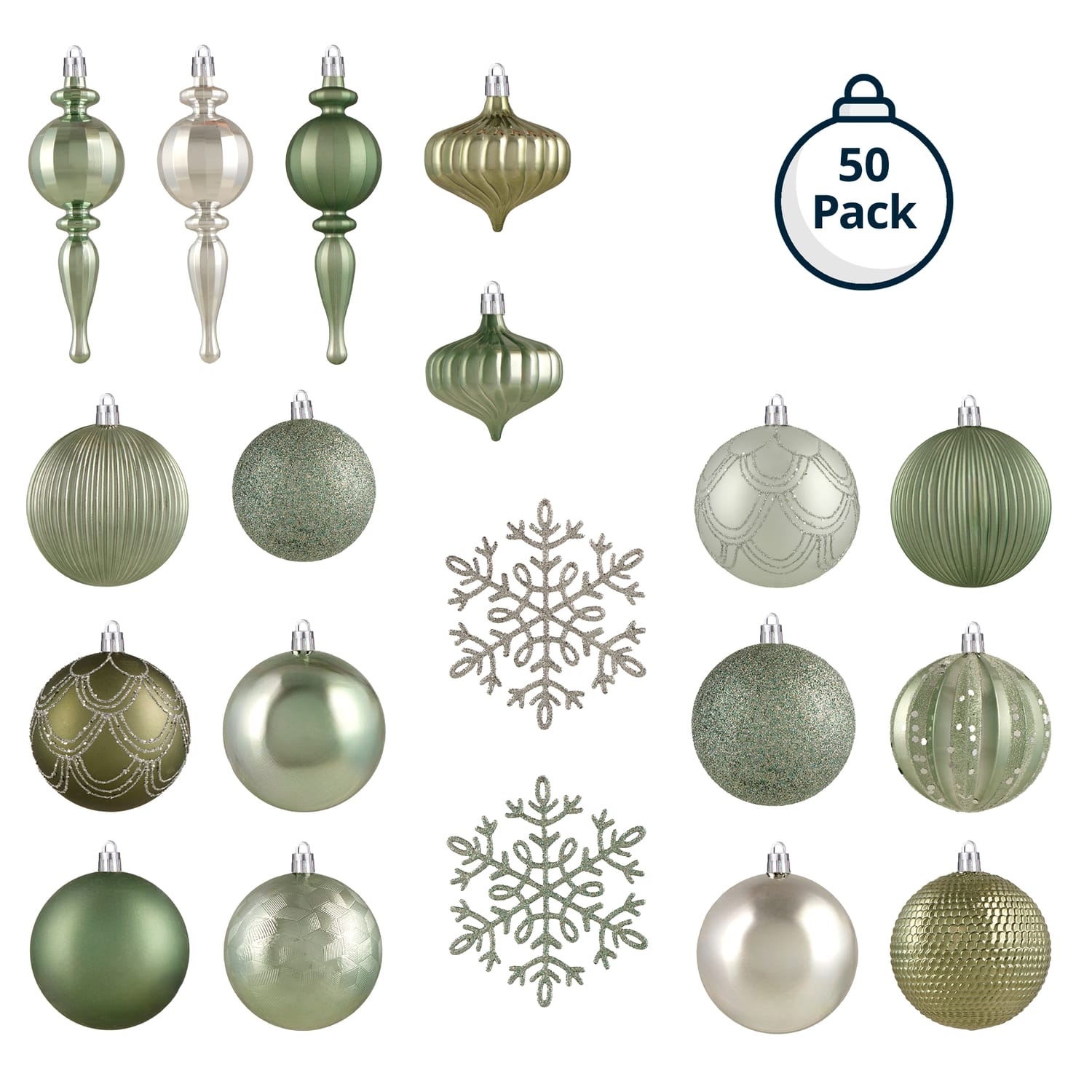 Frosted Spirit Christmas Baubles 50 Pack, product image 2