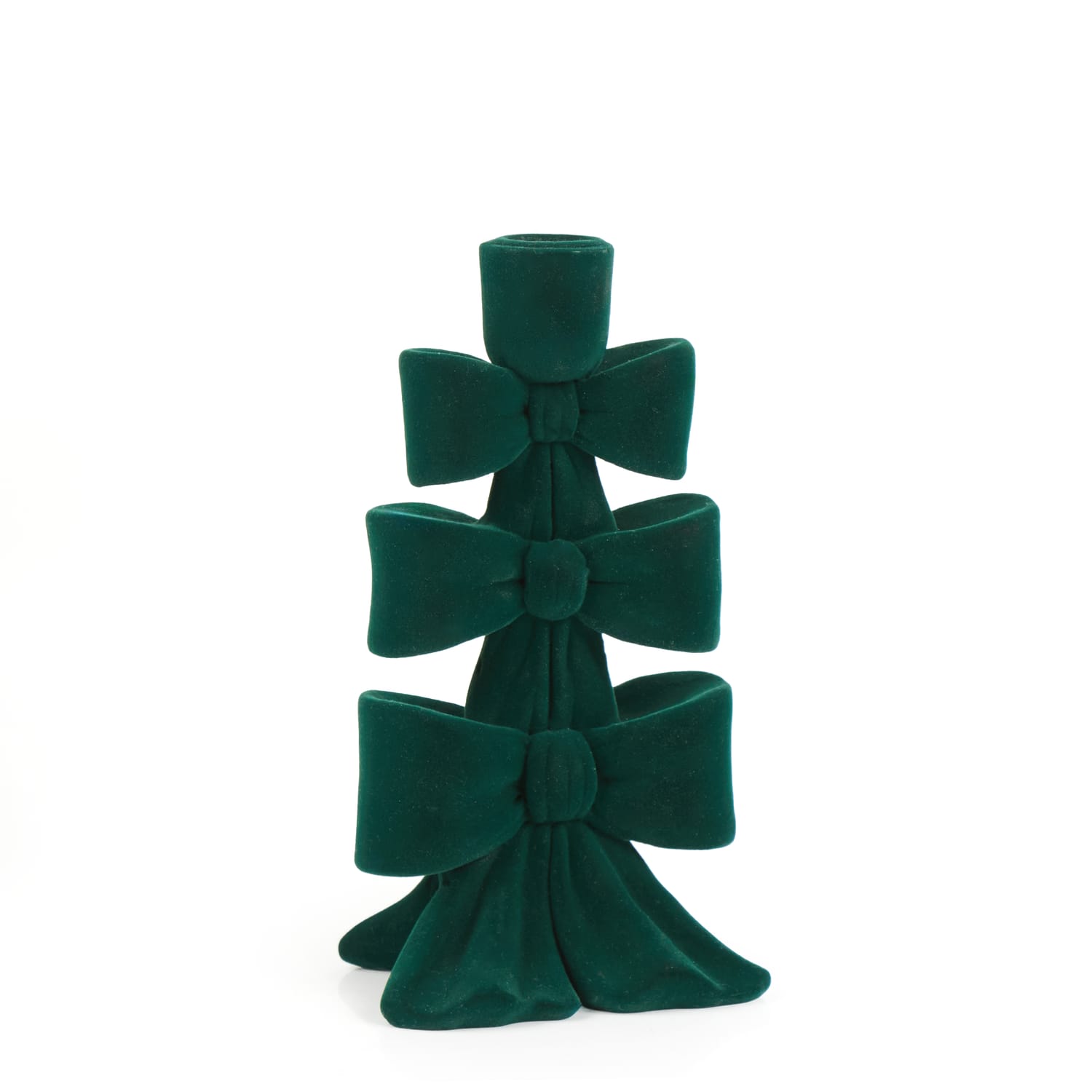 Festive Feeling Alpine Woods Flocked Bow Christmas Candle Holder, product image 3
