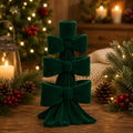 Festive Feeling Alpine Woods Flocked Bow Christmas Candle Holder, product image 2