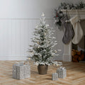 Festive Feeling Pre-Lit Flocked Potted Tree