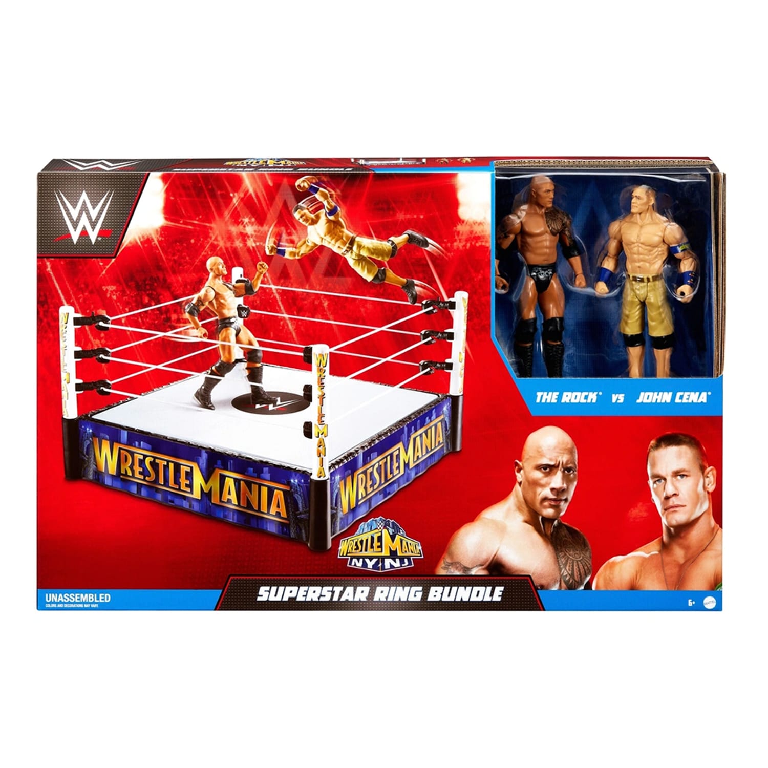 WWE WrestleMania The Rock Vs John Cena Superstar Ring Bundle HJV94, product image 2